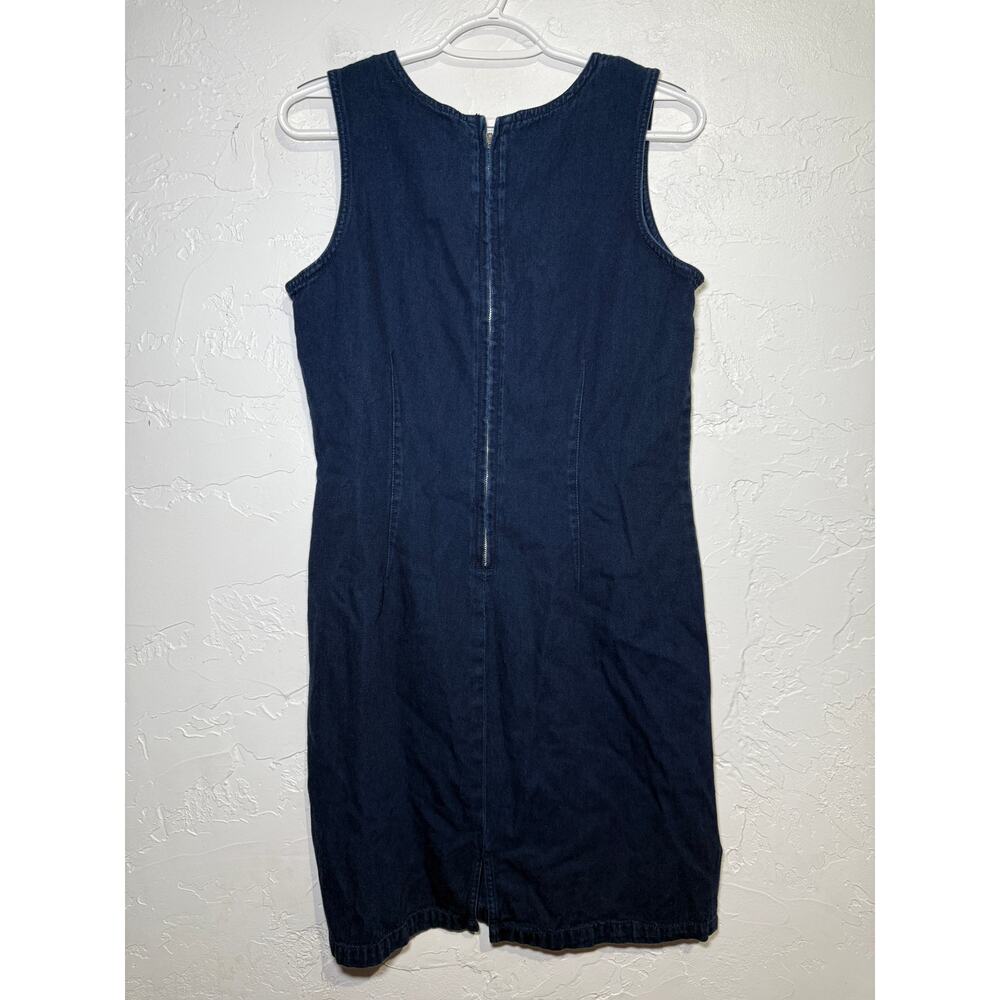 Baccini vintage embroidered flower‎ denim shift dress womens medium cottagecore - Picture 2 of 6